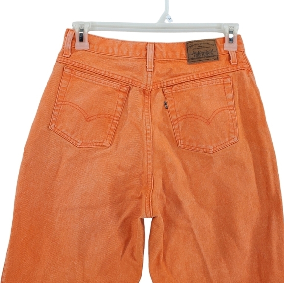 Vtg Levis 569 Orange Jeans Hi Rise Taper Crop Denim Ws 12 29x24 900 Series 12/92 - Picture 8 of 16